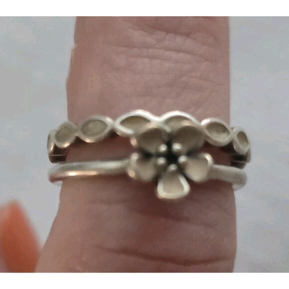 Authentic Pandora Rings & Earrings Cherry Blossom Ring Set Studs Sterling Silver - Picture 7 of 15